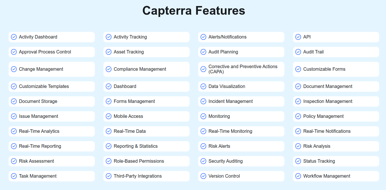 Capterra Features List