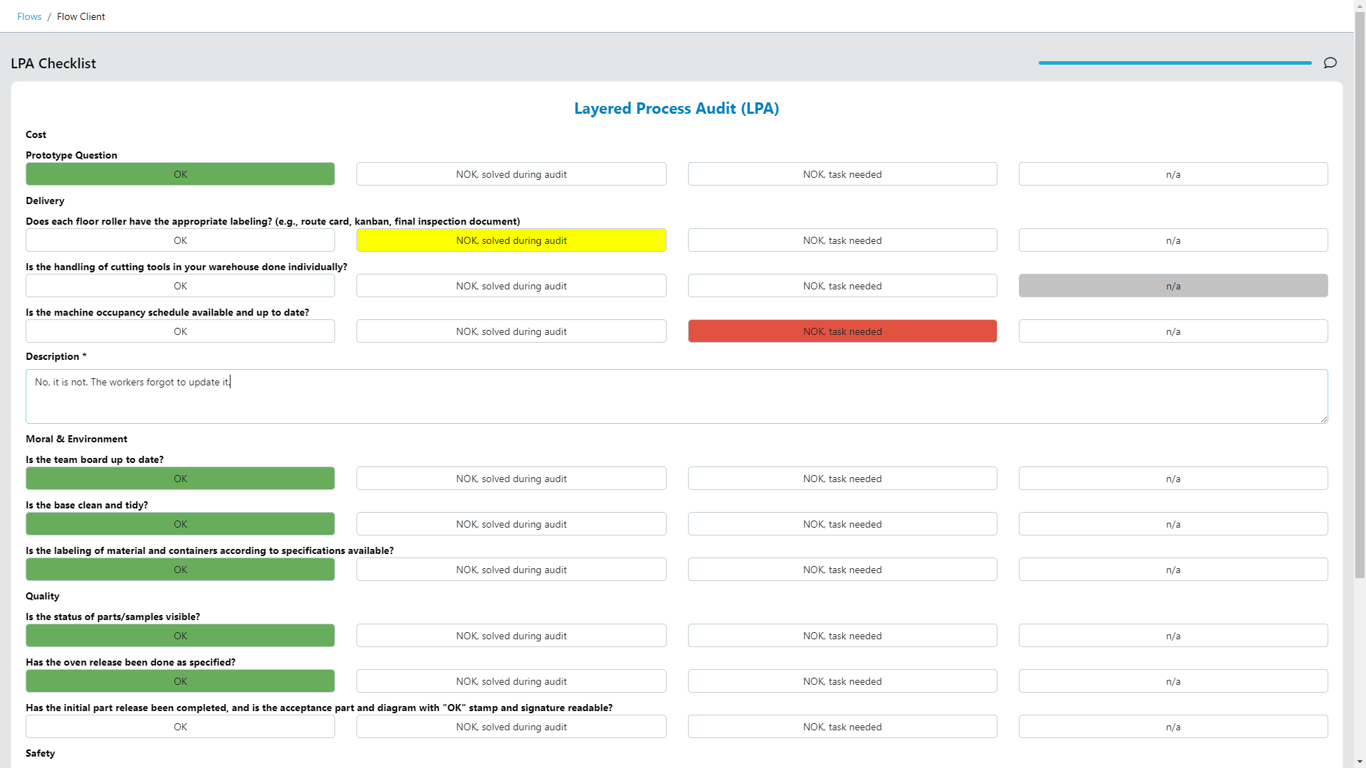 Layered Process Audit Checklist (LPA)